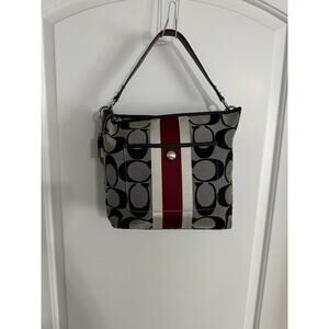 Coach Hamptons Weekend Signature Stripe Shoulder Bag